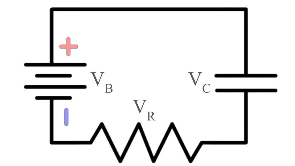 RC circuit labelled according to KVL